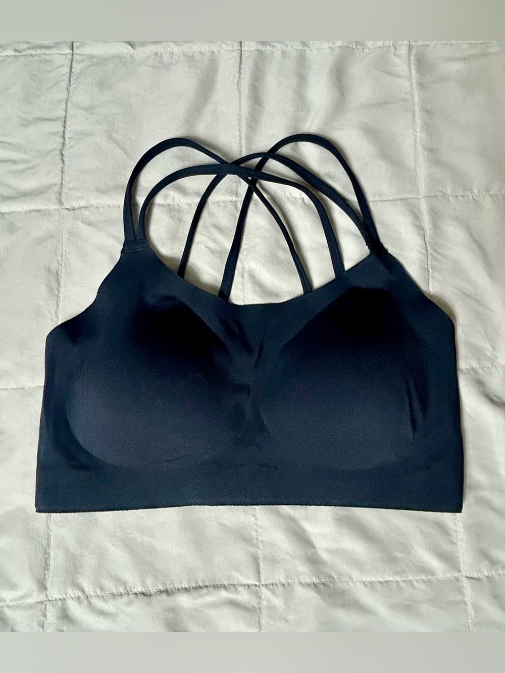 OFFLINE by Aerie Goals Women’s Strappy Seamless Black Sports Bra, Large